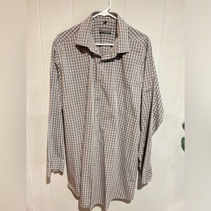 Men’s XLT Geoffrey Beene Grey with black, purple and light pink checkered shirt